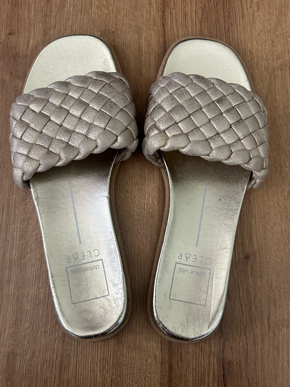 Dolce Vita Braided Slide Sandals in silver